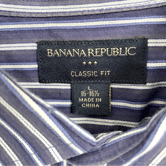 ❤️ Banana Republic Men’s Blue Striped Button-down Shirt - Picture 3 of 6